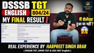 Thumbnail: DSSSB TGT English 804/24 Final Result 😱 | Selected or Not? | My Real Experience Harpreet Singh Brar