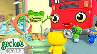 Thumbnail: Gecko Builds a Wacky Water Slide! 🚒💦 | Gecko's Garage | Educational Cartoons for Kids