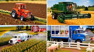 Thumbnail: Toy Tractor & Combine Harvester Farm Adventure! Miniature Toy Vehicles in Action