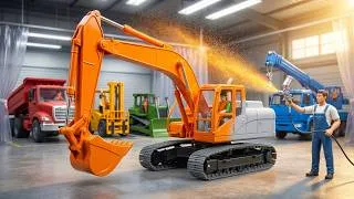 Thumbnail: Satisfying Stop Motion Painting 5 Construction Vehicles ASMR