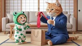 Thumbnail: Ginger Kitten Breaks Papa Cat’s Tie… and Tries to Make It Right 💔👔