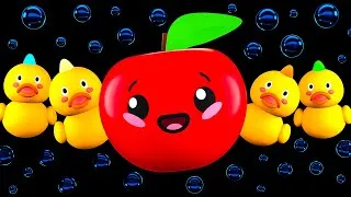 Thumbnail: Five Little Ducks 🫧🍎 | Dancing Fruit Baby Sensory Video Visual Stimulation Animation