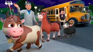 Thumbnail: The Wheels on The Bus Song (Animal Night Version) | Newborn Baby Songs & Nursery Rhymes