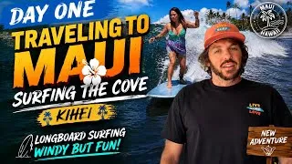 Thumbnail: Surf Vlog #69 | Day One In Maui! Longboard Surfing The Cove In Kihei 🤙🏻 Windy But So Much Fun! 