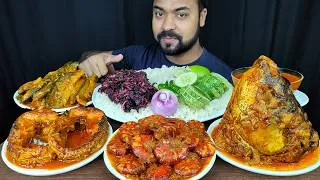 Thumbnail: PRAWN CURRY, ROHU FISH & HEAD CURRY, SMALL FISH CURRY, RICE MUKBANG EATING SHOW | BIG BITES |