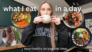 Thumbnail: what I eat in a day | healthy, high protein recipes, realistic and easy