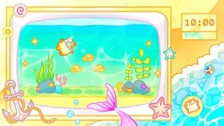 Thumbnail: Lofi Hammy's Tropical Study Retreat! 🐠 [2HR cute pomodoro timer 25/5] 🫧 𓇼⋆ ˖°