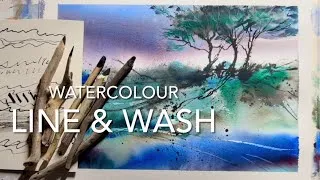 Thumbnail: Beginners LINE & WASH PART 2 Use Free Ink Pens for  Loose WATERCOLOUR Landscape PAINTING Watercolor