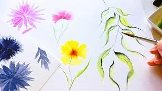 Thumbnail: How to use a Triangle Brush for One Stroke Watercolor Flowers and Leaves painting