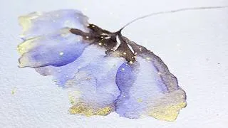 Thumbnail: How to Paint Watercolor magical Transparent Himalayan Blue Poppy Flower in Abstract style