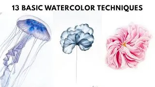 Thumbnail: 13 Watercolor Techniques Every Beginner Needs to Know! 🔥