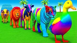 Thumbnail: Long Slide Game With Cow Elephant Gorilla Hippopotamus Tiger 3d Animal Game Funny 3d Animals