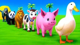 Thumbnail: Long Slide Game With Cow Elephant Gorilla Hippopotamus Tiger 3d Animal Game Funny 3d Animals