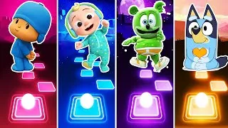 Thumbnail: Pocoyo 🆚 Cocomelon 🆚 Gummy Bear 🆚 Bluey Bingo. 🎶 Who Will Win ? 🔥