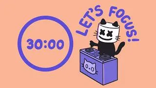 Thumbnail: EDM pomodoro | Cat DJ 🪩🐾° | ADHD Focus Together