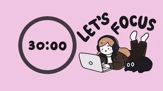 Thumbnail: Pink Noise Pomodoro 30 x 3 | ADHD Focus | Let's work together! 🩷