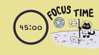 Thumbnail: Pomodoro Timer 45min x 4 | cats in space - lofi & white noise 🚀