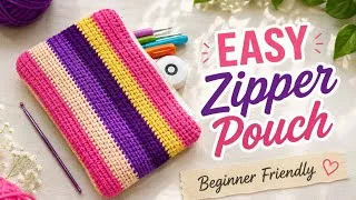 Thumbnail: Best Way to use scrap yarn! 🧶Easy Zipper Pouch Tutorial in Tamil | Beginner Friendly Tutorial