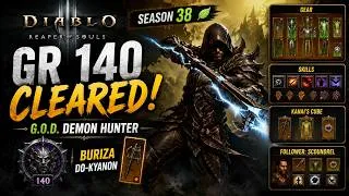 Thumbnail: GR 140 SOLO CLEARED! G.O.D. Demon Hunter Season 38 | Buriza Do-Kyanon Push Build | Diablo 3