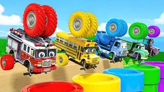 Thumbnail: Super simple songs in Indonesian - Change the wheels & Study the colors -  Nursery Rhymes Kids Songs