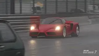 Thumbnail: Racing 2002 Ferrari Enzo on slippery track - High Speed Ring Track Day