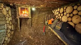 Thumbnail: Building a Warm Wood Slice Hobbit House | Elevated Wood & Clay Stove | Solo Bushcraft