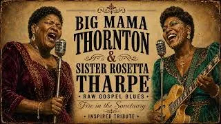 Thumbnail: Big Mama Thornton & Sister Rosetta Tharpe – Fire in the Sanctuary 🔥 Raw Gospel (Inspired Tribute)