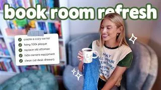 Thumbnail: cozy home library makeover ✨ new reading nook, storage & home office refresh!