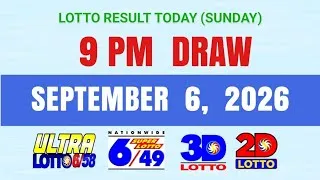 Thumbnail: Lotto Results Today 9pm Draw September 6, 2026 PCSO 6/58, 6/49