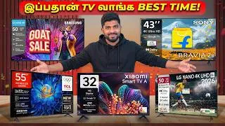 Thumbnail: 🔥 Best Smart TVs Under Budget 💥 Flipkart GOAT Sale | 32”, 43”, 50”, 55 Inch TV Offers Tamil