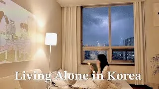 Thumbnail: Living Alone in Korea | spending a thunderstorm night alone ⚡️🌙 summer rainy season vlog
