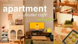 Thumbnail: i turned my apartment into a cozy MATCHA CAFE 🍵🥐 apartment makeover
