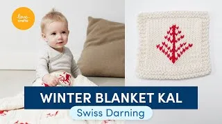Thumbnail: Debbie Bliss Winter Blanket KAL |  Part Two: Tree Swiss Darning