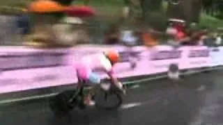 Thumbnail: Cycle crash - cyclist skids and crashes on wet surface