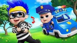 Thumbnail: Oh No! A Thief Stole BiBiBerry Police Car Wheel 🚓| Police Baby Song |  | Bibiberry Nursery Rhymes