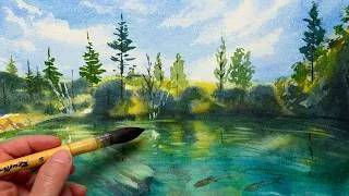 Thumbnail: When White Meets Pure Watercolor - Plitvice Lakes Watercolor