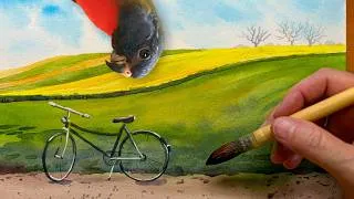 Thumbnail: A Bicycle in the Rapeseed Fields: Watercolor With Parrot Interruptions!