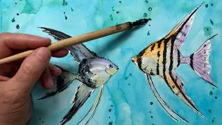 Thumbnail: Angelfish in Watercolor & Ink | Tutorial