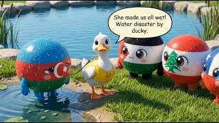Thumbnail: 7 Tiny Countryballs vs. Their Crazy Pets! 😂🌊