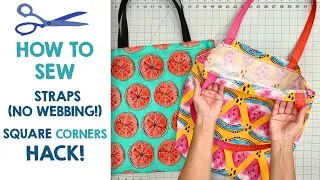 Thumbnail: Before You Sew Another Tote Bag, Watch This! Easy Square Corner Trick + Sew Fabric straps