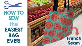 Thumbnail: DIY Grocery TOTE BAG Tutorial ✂️ Easy Sewing + Perfect FRENCH SEAMS