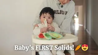 Thumbnail: Our Baby Tried Solids for the First Time… and HATED It 😂 | cozy family vlog 【中字】