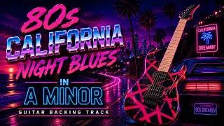 Thumbnail: 80s California Night Blues in A Minor | Neon Coast | Guitar Backing Track