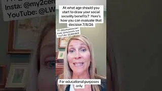 Thumbnail: Here’s a tutorial on how to evaluate when to take #socialsecurity. #breakeven #finance #retirement