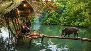 Thumbnail: Building Tree Shelters by the Lake | Solo Bushcraft Survival | Full Video