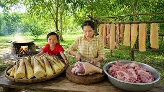 Thumbnail: Living in the forest, digging up giant bamboo shoots, preserving pork for the long term.