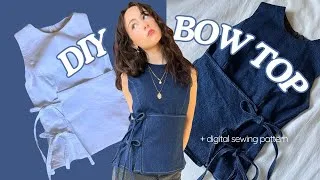 Thumbnail: DIY SIDE TIE TOP | sew your own denim bow top! | digital sewing pattern available
