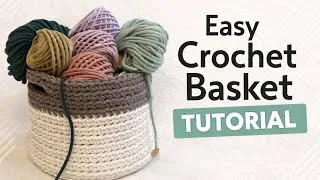 Thumbnail: How to Crochet an Easy Basket, a Plant Pot Cover, Step by Step, Beginner tutorial