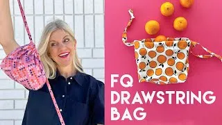 Thumbnail: Make a SIMPLE DRAWSTRING BAG with 1 FQ--just a little bit of fabric + no  waste!