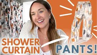Thumbnail: I turned my shower curtain into my new FAVORITE PANTS! | Comfy, barrel cargo pants